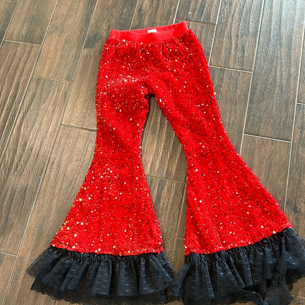 Girls Red sequin pants size 10-12